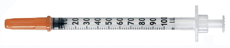 9151141SC  Шприц инсулиновый трехкомпонентный Омникан U100 - 1,0 мл -100 I.U/ 2,0 I.U., с интегрированной иглой 30G 0,3x12мм